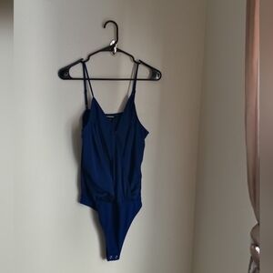 Express Bodysuit Women Medium Blue Classic Party Minimalist Preppy Academia Y2K